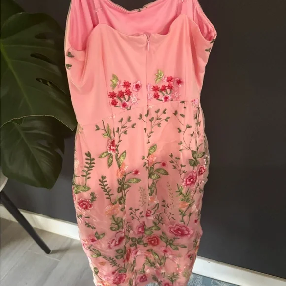 Lulus Blooming For Love Pink Floral Embroidered Midi Dress - Picture 3 of 5
